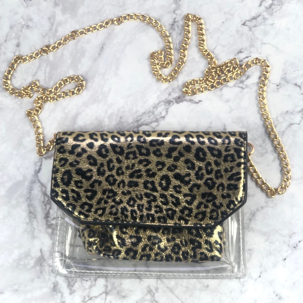🔴SOLD🔴NWT small leopard 2 piece PVC Clear bag